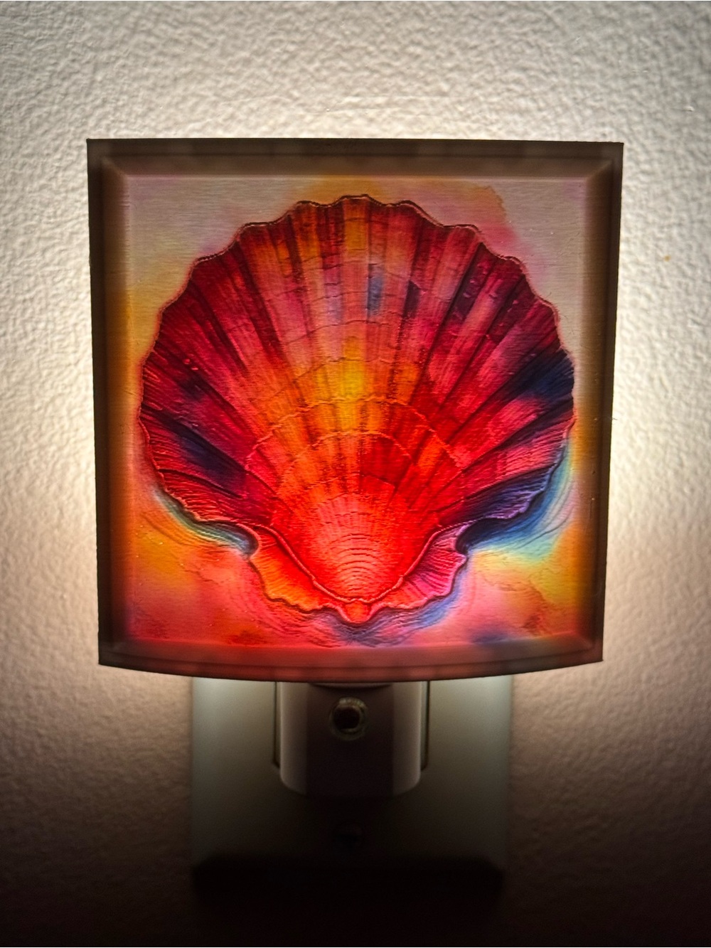 Vibrant Red Shell Night Light - Decorative Home Art